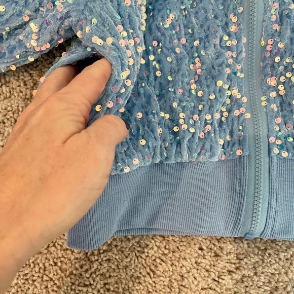 Girls Sequined Zip Up Hoodie WeLakken Age 8Y Blue Sparkly Jacket - Picture 7 of 12
